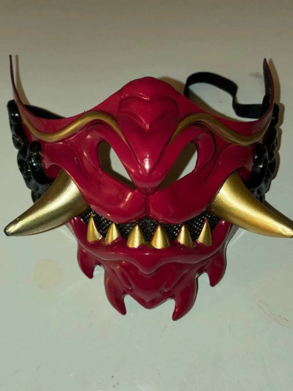 Bundle of 2 Japanese Oni Demon Half Face Mask with Horns Halloween Cosplay - New